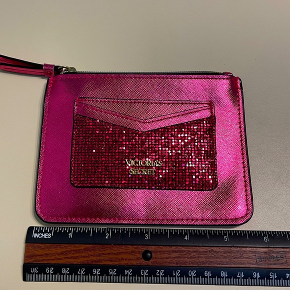 Victoria’s Secret Card Holder Wallet in Fuchsia Magenta With Pink Crystals Bling - Picture 6 of 8